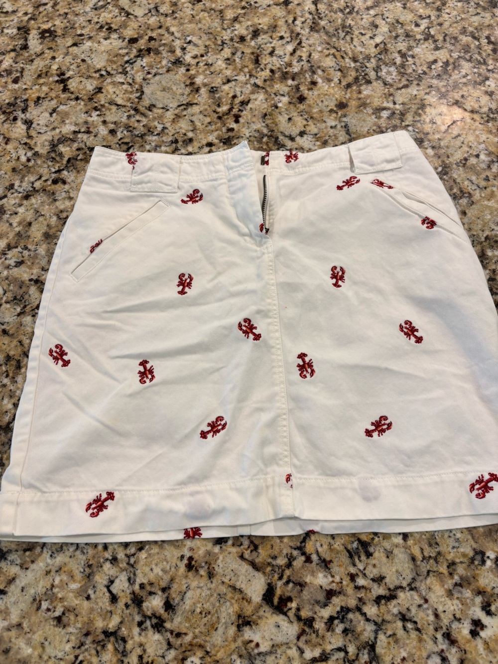 J. Crew White Skirt with Red Embroidered Lobsters